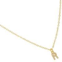 LUXENTER 18k Gold Alphabet R Pendant Necklace with Cubic Zirconia - Adjustable Chain, Personalised Gift