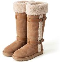 Unisex Black High Top Plush Warm Snow Boots with Anti-Slip Sole and Buckle Accent