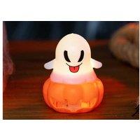 Halloween Ghost Pumpkin Lantern - LED PVC Table Decor (10cm x 8cm x 12cm)