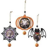Wooden LED Light-Up Pendant - Halloween Wall Art & Hanging Decor (Pumpkin, Bat, Spider) - Eco-Friendly Plywood