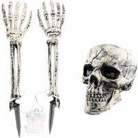 LED Skeleton Hand Halloween Ground Prop - PVC Light-Up Home & Garden Decor, 30cm