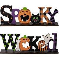 Halloween Wooden Letter Tabletop Ornament - Eco-Friendly Plywood, Laser Engraved, 8cm x 22.5cm, Modern Festive Decor