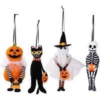 Halloween Fabric Pendant Wall Art - Handcrafted Pumpkin & Skull Decor, 15cm, Soft Cloth