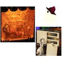 LED Wind Lantern Table Decor - Halloween Ghost Scene Prop, PVC, Light-Up Vintage Style (13.5cm x 8.5cm x 20.5cm)