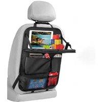Car Seat Back Storage Bag - Anti-Kick Black Oxford Organiser - Multi-Compartment Travel & Car Storage