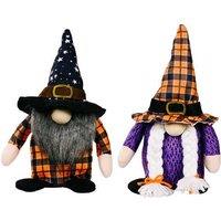 Halloween Orange Checkered Rudolf Table Ornament - Soft Fabric, 25cm Festive Decor