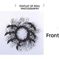 Halloween Bat Vine Wreath Wall Art - Black Plastic, 40cm, Spooky Decorative Accent
