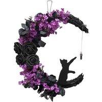 Simulated Black Rose Garland Wall Art - Handcrafted Resin & Faux Plant Halloween Decor