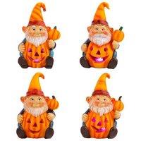 Resin LED Halloween Pumpkin Gnome Light-Up Ornament - Whimsical Garden & Home Decor