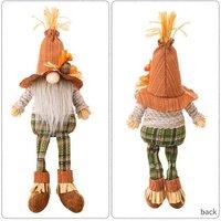 Maple Leaf Straw Hat Rudolph Decorative Gnome Doll - Festive Fabric Home Ornament, 43cm