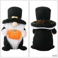 Thanksgiving Chef Rudolph & Pumpkin Gnome Dolls - Festive Fabric Tabletop Decor (20cm, Polyester, Whimsical Holiday Style)
