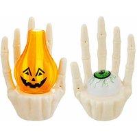Halloween Ghost Hand Pumpkin LED Lantern - PVC Mood Lighting Home Decor Prop - 10.5cm