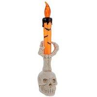 Halloween Skull Candle Lantern - Resin Tabletop Horror Decor, 5.5cm x 7cm x 22cm, Vintage Style