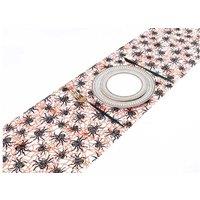 Linen Halloween Table Runner - Flocked Print, Durable, Wrinkle-Resistant