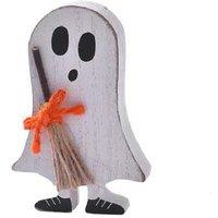 Handcrafted Wooden Halloween Ornaments - Ghost Bat Tabletop Decor - Eco-Friendly Home Accent