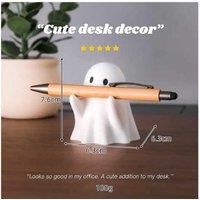 Ghost Resin Pen Holder - Hand-Painted Desktop Storage Ornament for Home Office Decor