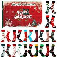 Christmas Socks Advent Calendar - 24-Day Countdown, 12 Pairs, Family Gift Box