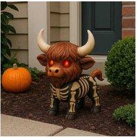 Highland Cow Halloween Tabletop Figurine - Hand-Painted Resin, 12cm, Whimsical Home Decor