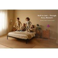 Contemporary Metal Platform Bed with Slatted Frame - Single, Double, or King