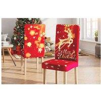 Festive Christmas Dining Chair Slipcover - Holiday Pattern, Easy-Fit, Reusable Decoration