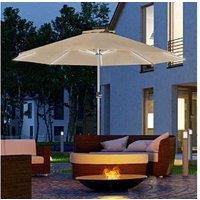 Outsunny 3m Aluminium Parasol with Solar LED Lights - Khaki, Weather-Resistant, Large Garden Umbrella