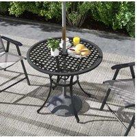 Outsunny Round Aluminium Garden Dining Table with Parasol Hole - Weather-Resistant, 85cm Modern Outdoor Patio Table
