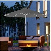 Outsunny 3m Aluminium Parasol with Solar LED Lights - Weather-Resistant, Large Canopy, Modern Grey