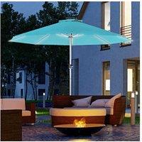 Outsunny 3m Aluminium Garden Parasol with Solar LED Lights - Weather-Resistant, Large Shade, Modern Blue
