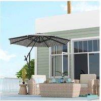Outsunny Convertible 3m Steel Cantilever Parasol - Weather-Resistant Garden Umbrella, Black/White