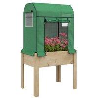 Outsunny Raised Wooden Planter Box with Protective Greenhouse Cover - Elevated Garden Bed, 165cm Height, 150kg Capacity