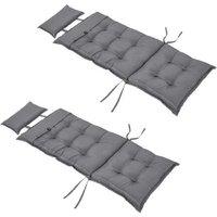 Outsunny Set of 2 High Back Weather-Resistant Chair Cushions - Grey, Plush Outdoor Comfort