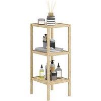 HOMCOM 3-Tier Bamboo Bathroom Storage Shelf - Natural, Eco-Friendly, Space-Saving
