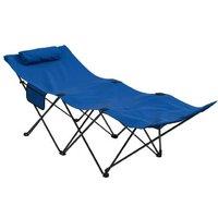 Outsunny Portable Folding Camping Bed with Headrest - Steel Frame, Oxford Fabric, 120kg Capacity, Blue