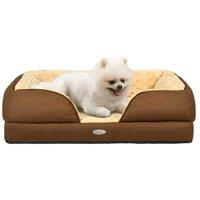 PawHut Calming Orthopaedic Dog Bed with Cover - Non-Slip, Plush Comfort, 70x50x18cm - Brown