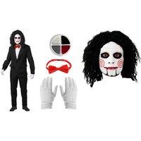 Unisex Black Terrifying Adults Puppet Horror Costume Set with Full Accessories