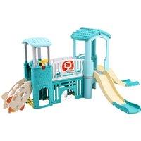 Rocket-Themed Slide & Climber Set with Shooting and Ring Toss Games