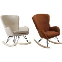 Modern Faux Wool Upholstered Rocking Chair in Beige with Sturdy Wood Runners