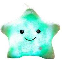 Unisex Black LED Light-Up Star Plush Pillow - Soft Mini Night Light Cushion for Kids