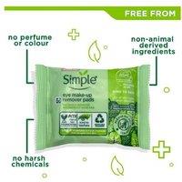 Simple Eye Make-Up Remover Pads with Pro-Vitamin B5 - Hydrating, Alcohol-Free, For Sensitive Skin (30 Pads, Multipack Options)