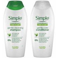 Simple Gentle Care Shampoo & Conditioner with Chamomile & Geranium Oil, 400ml x 3 - For Sensitive Scalps & Daily Nourishment
