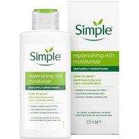 Simple Replenishing Rich Moisturiser Cream with Pro-Vitamin B5 & Glycerin for Dry & Sensitive Skin - 3 x 125ml