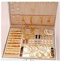 Black 56Pcs Women's Jewellery Gift Set - Vintage Alloy Necklace, Earrings, Bracelet & Ring Collection