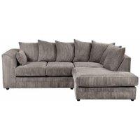 Dylan Right Hand Corner Grey Jumbo Cord Fabric Sofa - Spacious 5-Seater Modern Lounge
