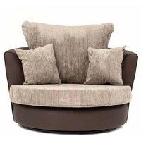 Jumbo Cord & PVC Leather Swivel Chair - Modern Ergonomic Accent Seating