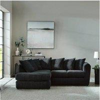 Grey Jumbo Cord Left-Hand Corner Sofa - Fabric, 4-Seater, Modern Round Arm