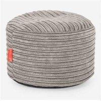 Textured Grey Round Ottoman Pouf Footstool - Modern Ribbed Fabric, Compact 40x40cm, Versatile Seating