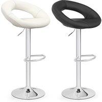 Chic Swivel Adjustable Bar Stools with Hollow Back & Footrest - Set of 2 - Black or White