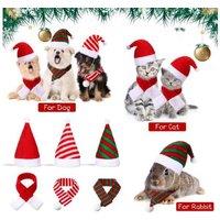 Adjustable Dog Christmas Costume Set - 6-Piece Festive Hat & Scarf Kit for Small Breeds