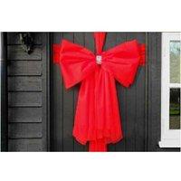 Extra-Large Organza Red Bow Christmas Door Decoration - Classic Festive Wall Accent with 750cm Ribbon