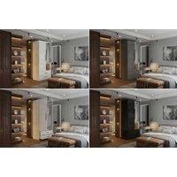 High Gloss 2-Door MDF Wardrobe with Mirror & Storage Drawers - Modern Compact Bedroom Furniture